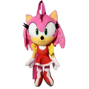 Amy Rose Sonic 16" Plush Backpack Kawaii Gamer Girl Pink Character Bag